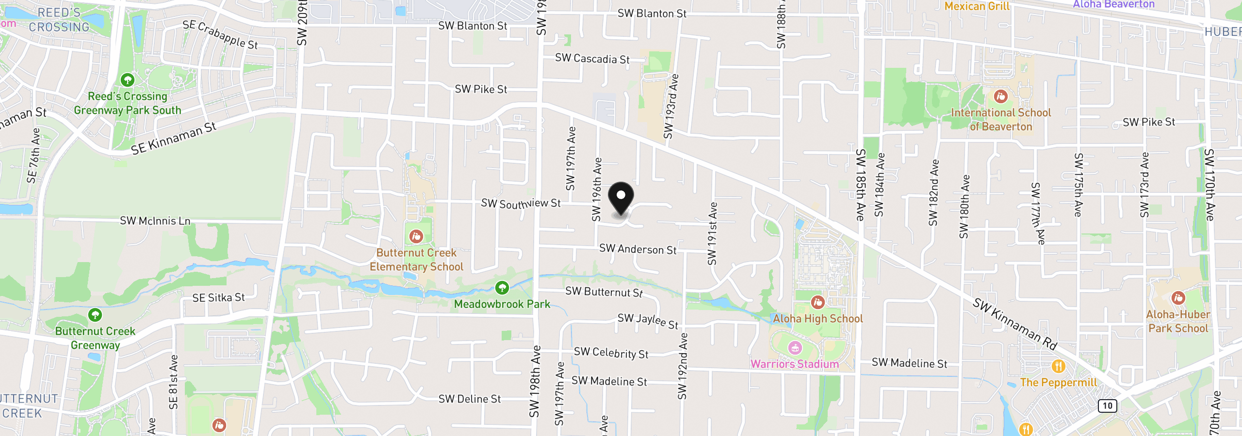 Map showing the location of 19495 SW Southview St, Beaverton, OR 97078