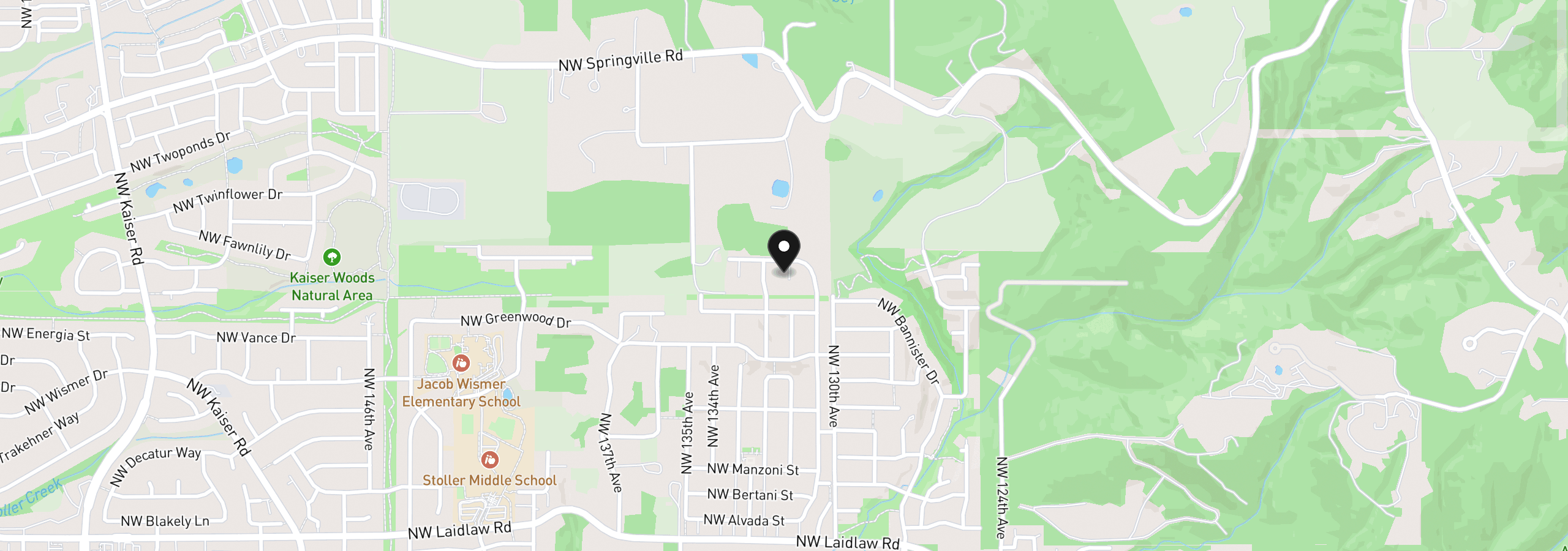 Map showing the location of 5887 NW 131st Ter Lot 23, Portland, OR 97229