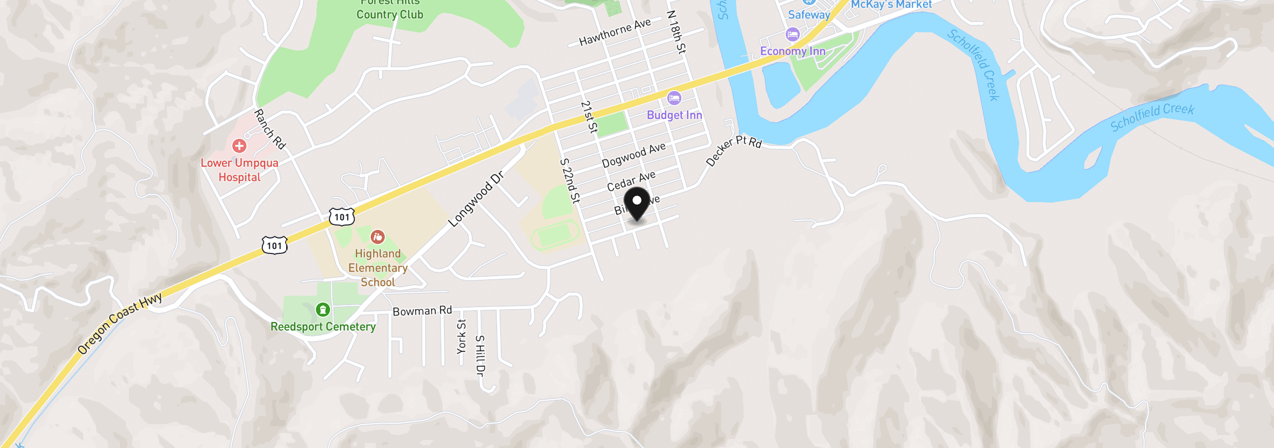 Map showing the location of 2063 Alder Ave, Reedsport, OR 97467
