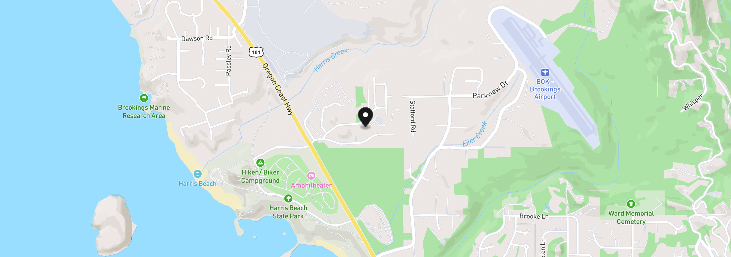 Map showing the location of 1455 Seacrest Ln 1a, Brookings, OR 97415