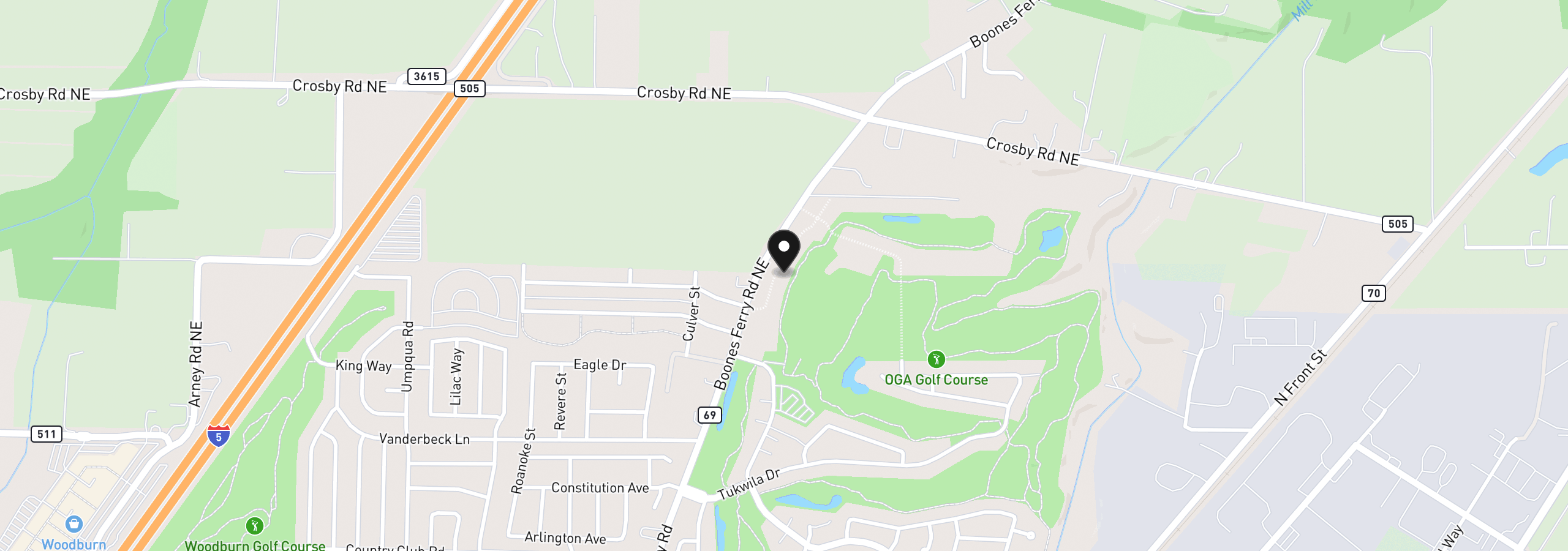 Map showing the location of 3188 Nightingale Dr, Woodburn, OR 97071
