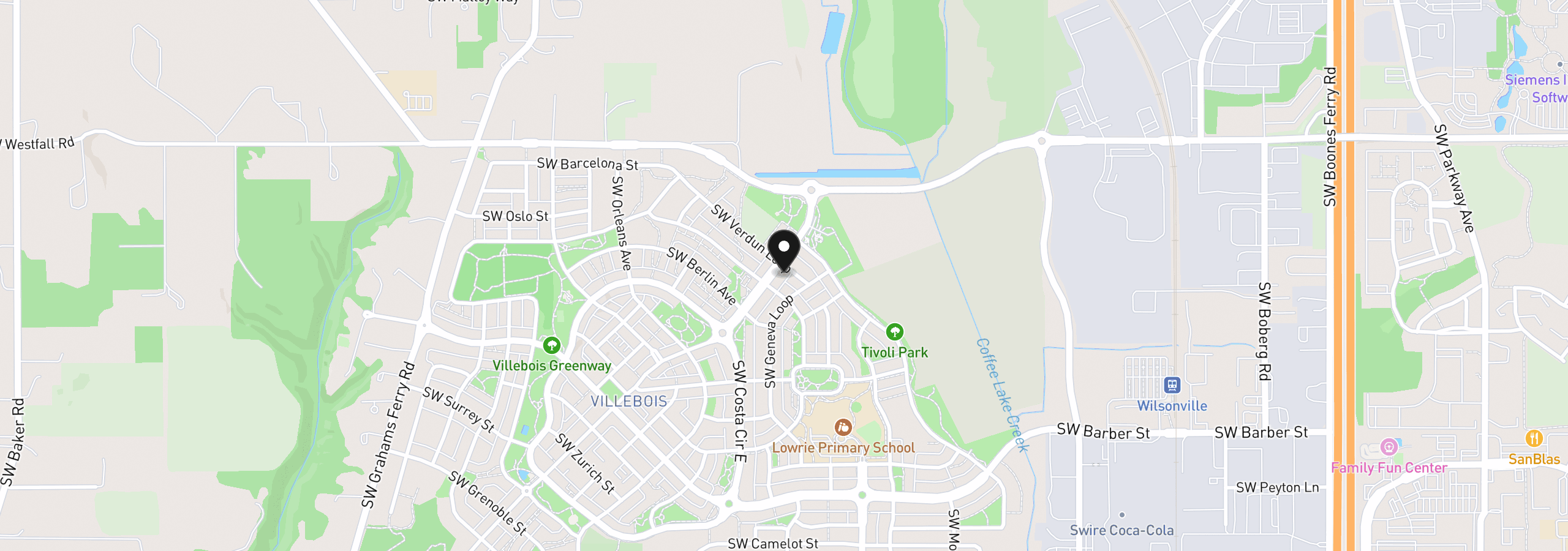 Map showing the location of 28428 SW Villebois Dr N, Wilsonville, OR 97070