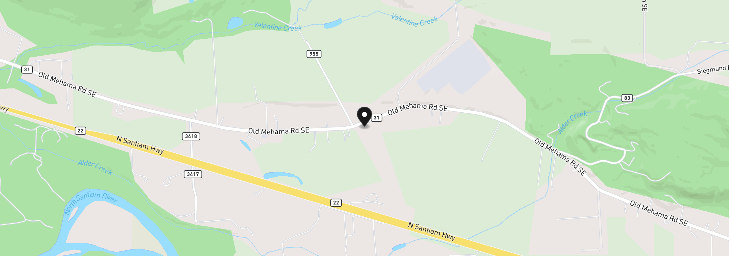 Map showing the location of 17424 Old Mehama Rd SE, Stayton, OR 97383