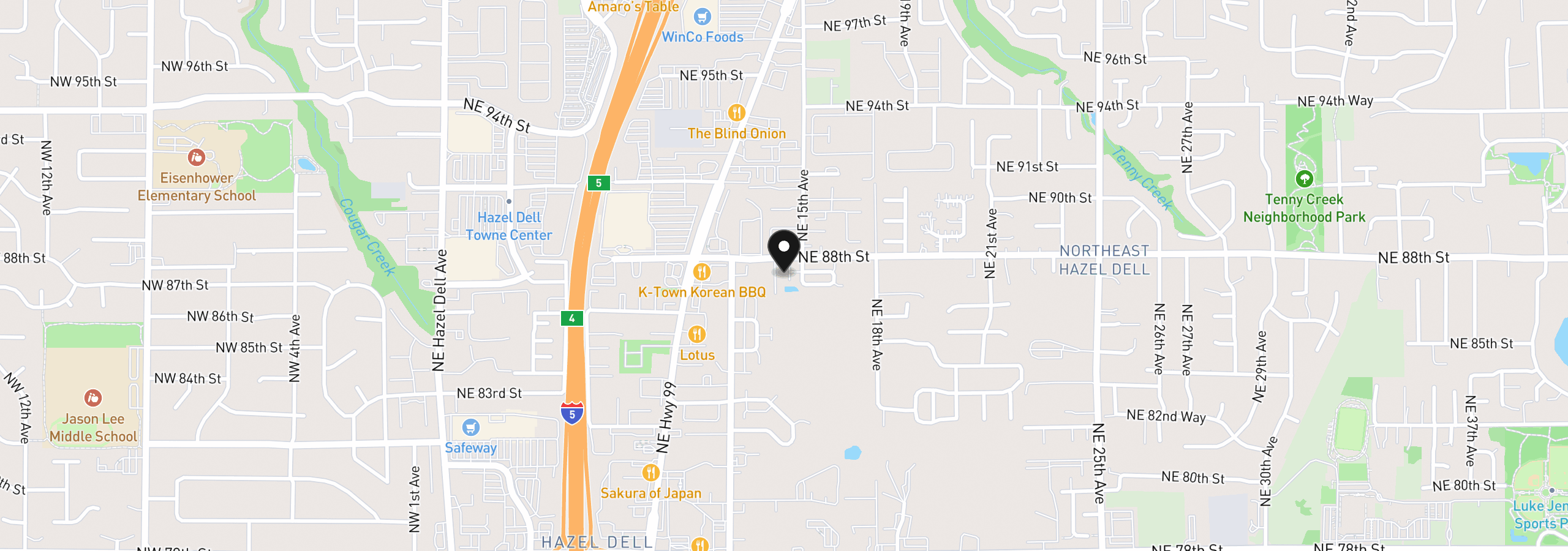 Map showing the location of 1409 NE 87th Cir, Vancouver, Wa 98665