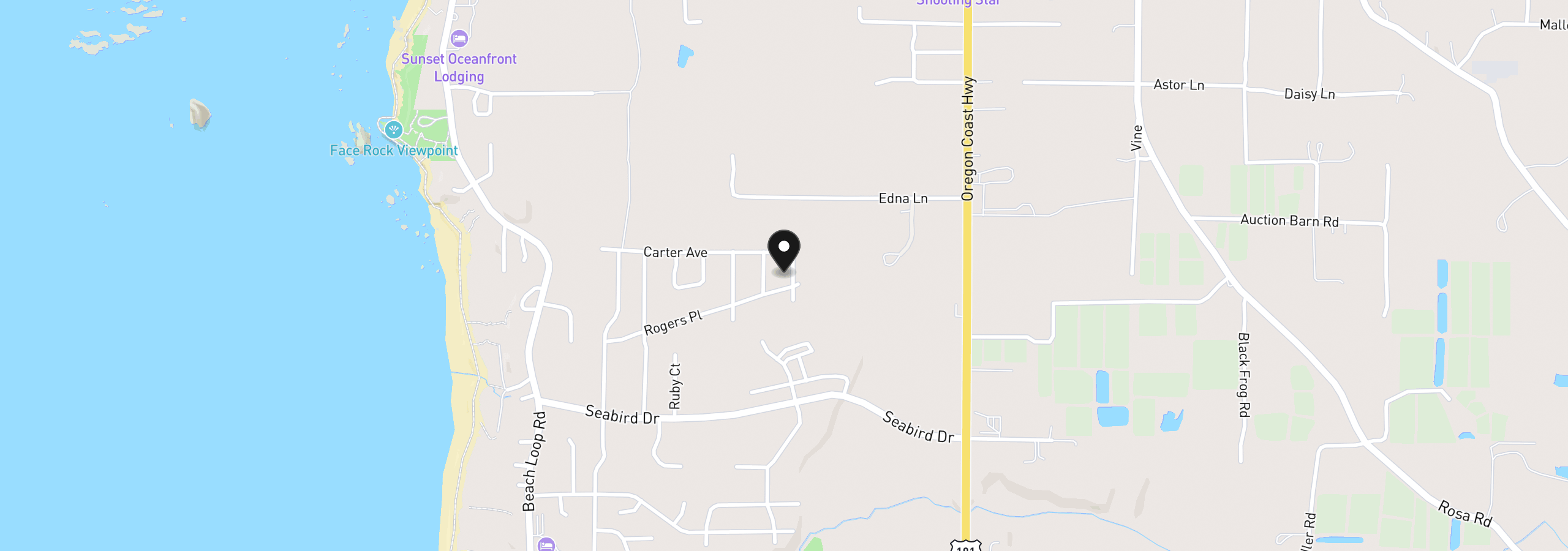 Map showing the location of 2679 Franklin Ave SW, Bandon, OR 97411