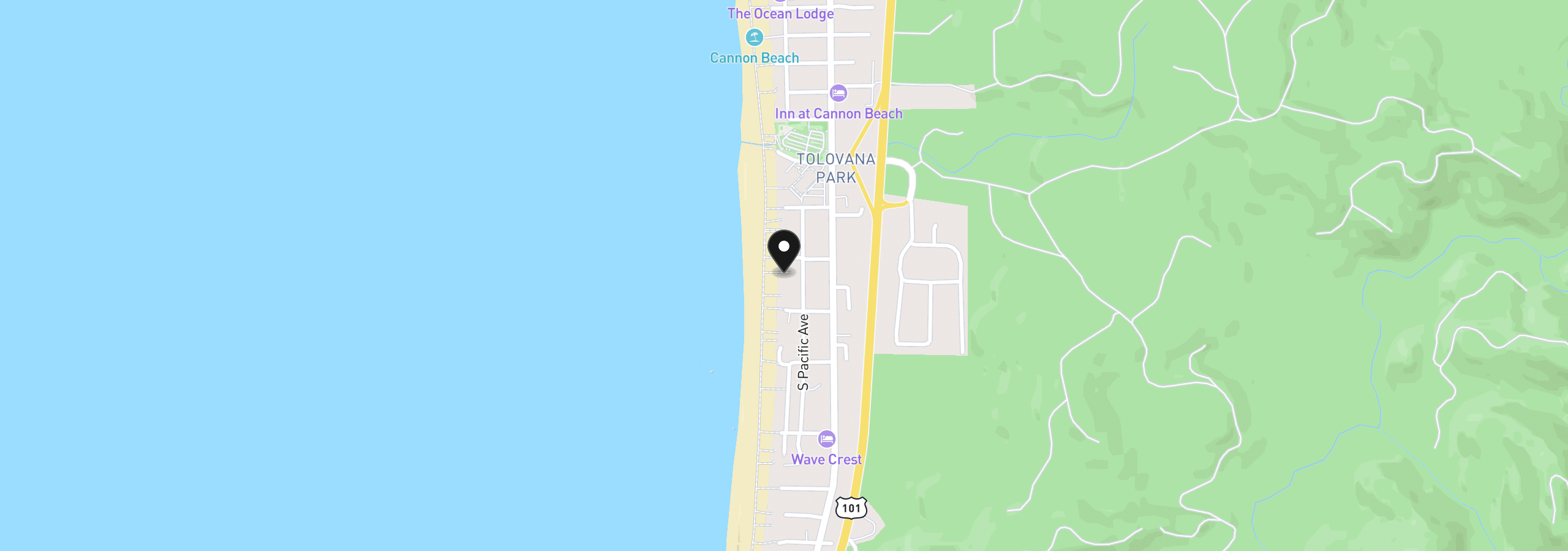 Map showing the location of 3632 Pacific St, Cannon Beach, OR 97110