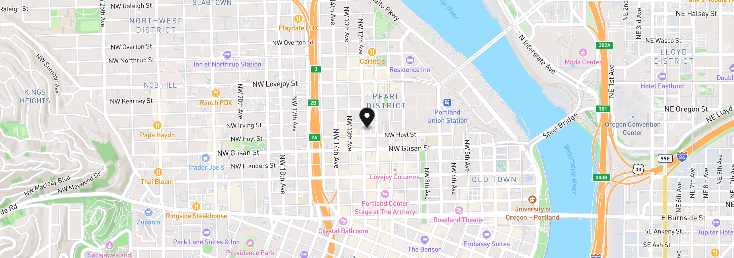 Map showing the location of 618 NW 12th Ave 306, Portland, OR 97209
