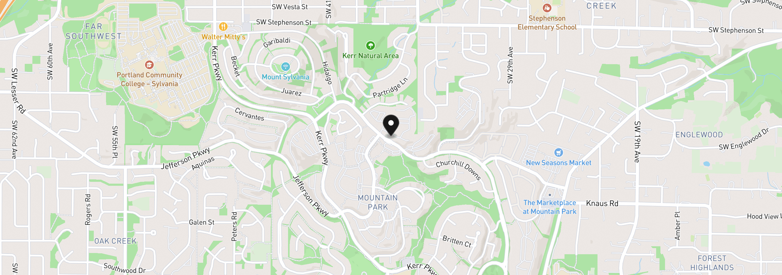 Map showing the location of 13 Oswego Smt 13, Lake Oswego, OR 97035