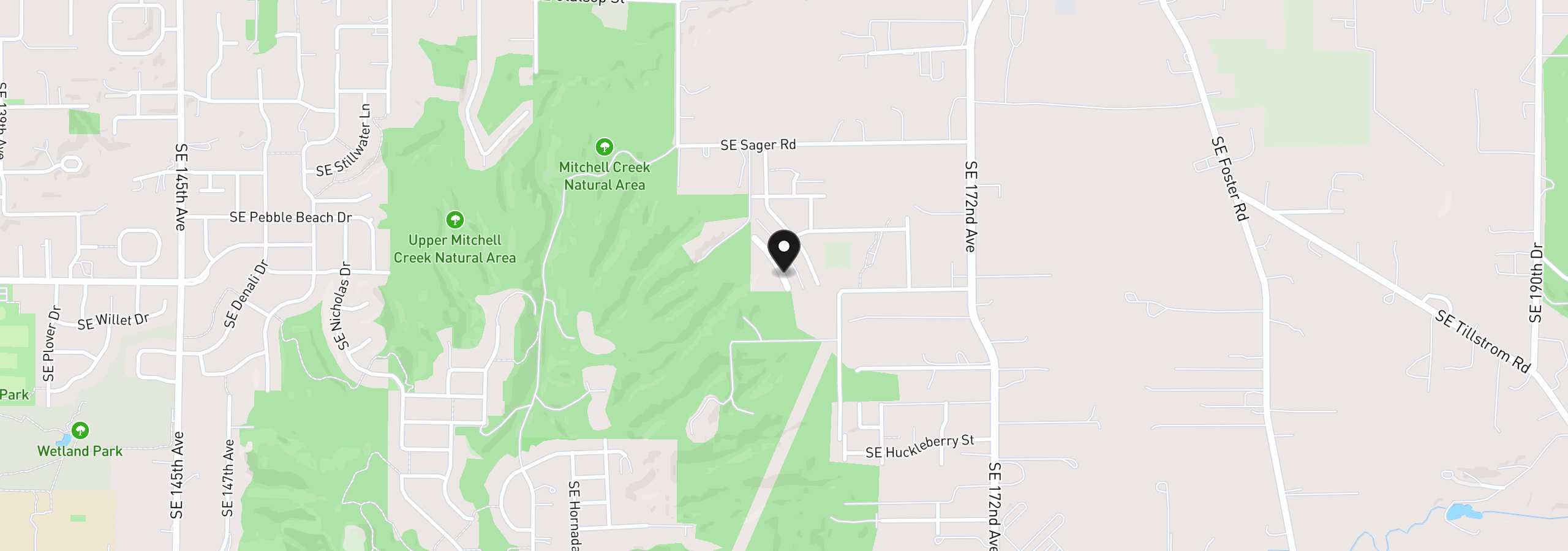 Map showing the location of 9328 SE 162nd Ave, Happy Valley, OR 97086