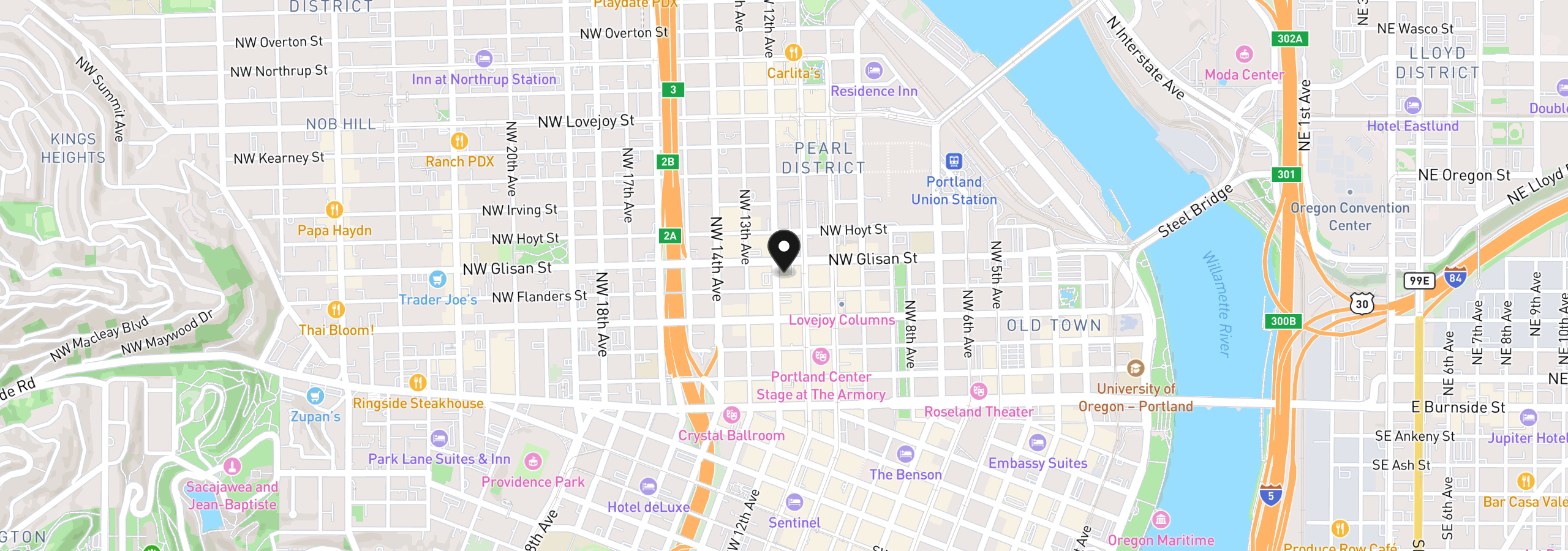 Map showing the location of 408 NW 12th Ave 306, Portland, OR 97209