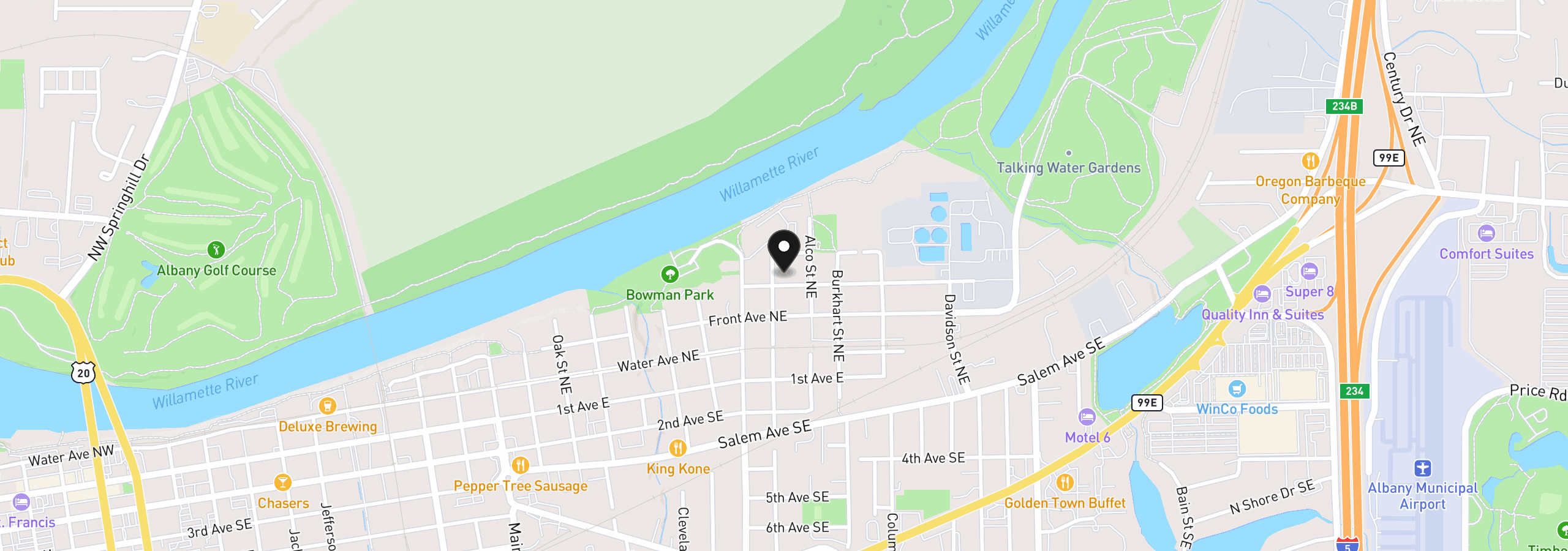 Map showing the location of 1905 Willamette Ave NE, Albany, OR 97321