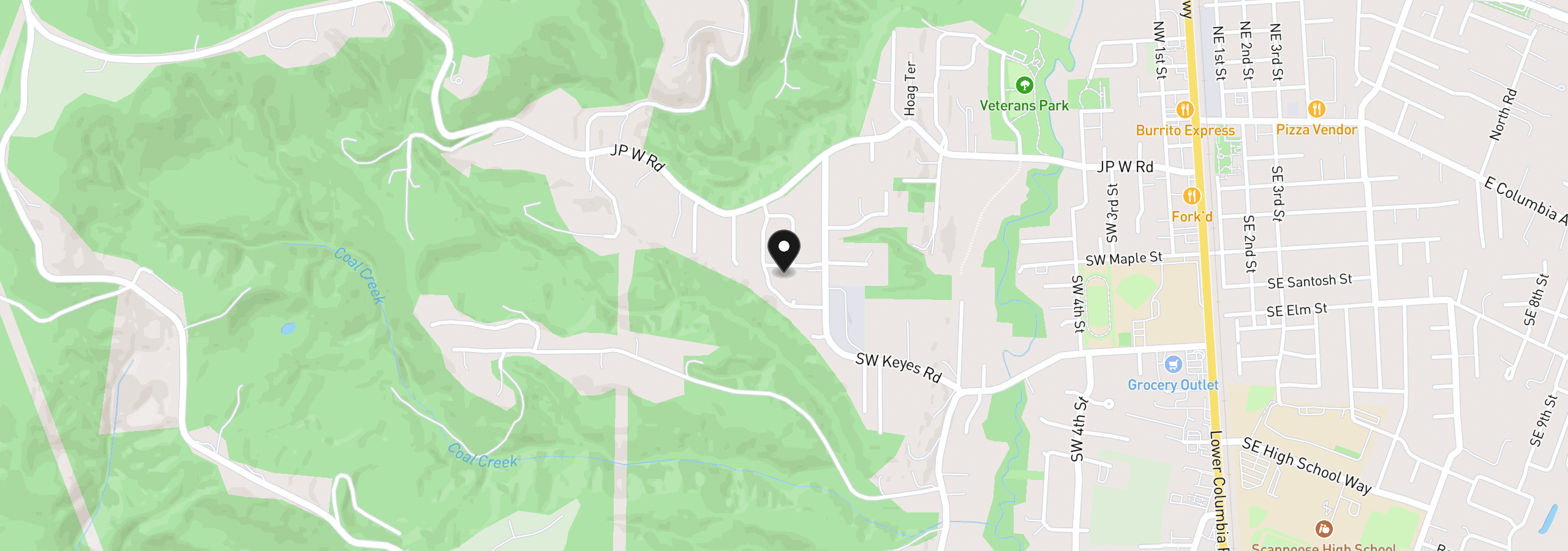 Map showing the location of 32788 SW Keys Landing Way, Scappoose, OR 97056