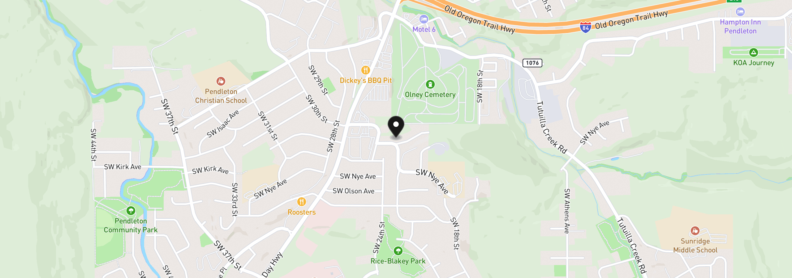 Map showing the location of 2303 SW Ladow Ave, Pendleton, OR 97801