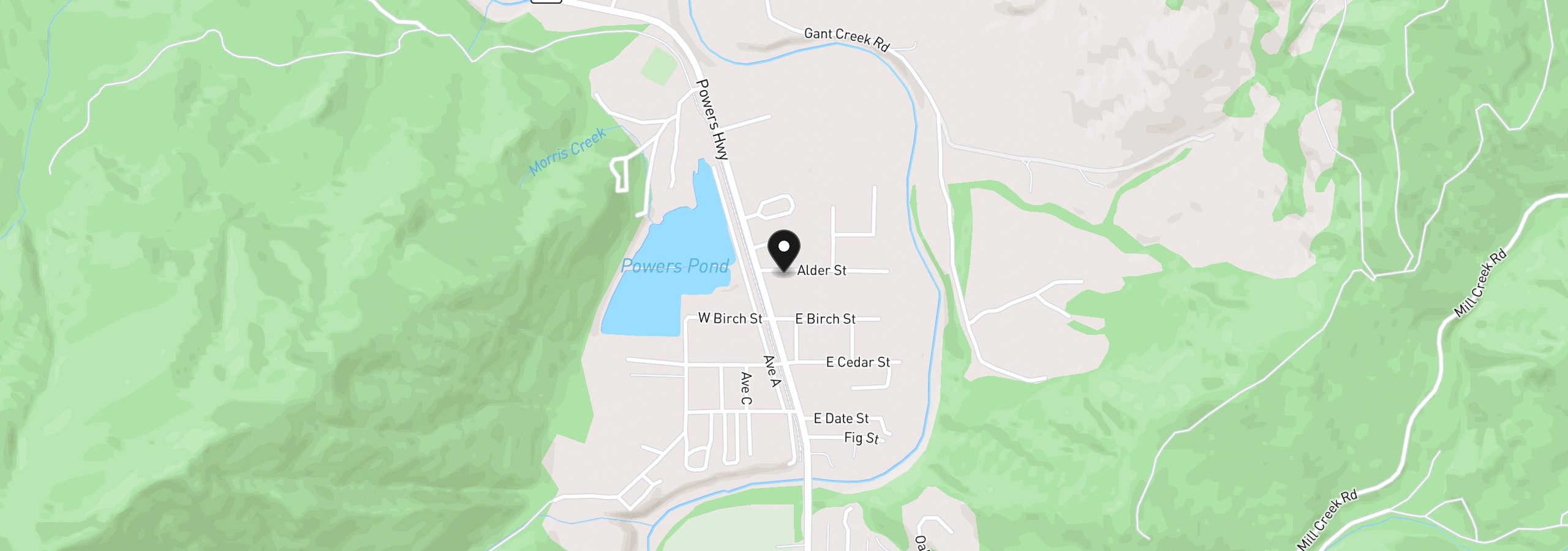 Map showing the location of Alder, Powers, OR 97466
