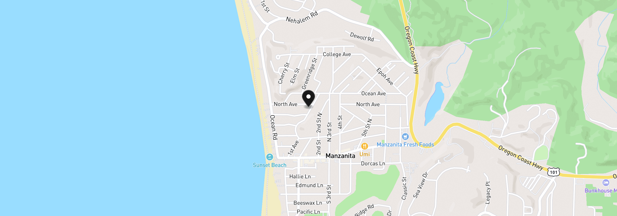 Map showing the location of 511 1st St, Manzanita, OR 97130