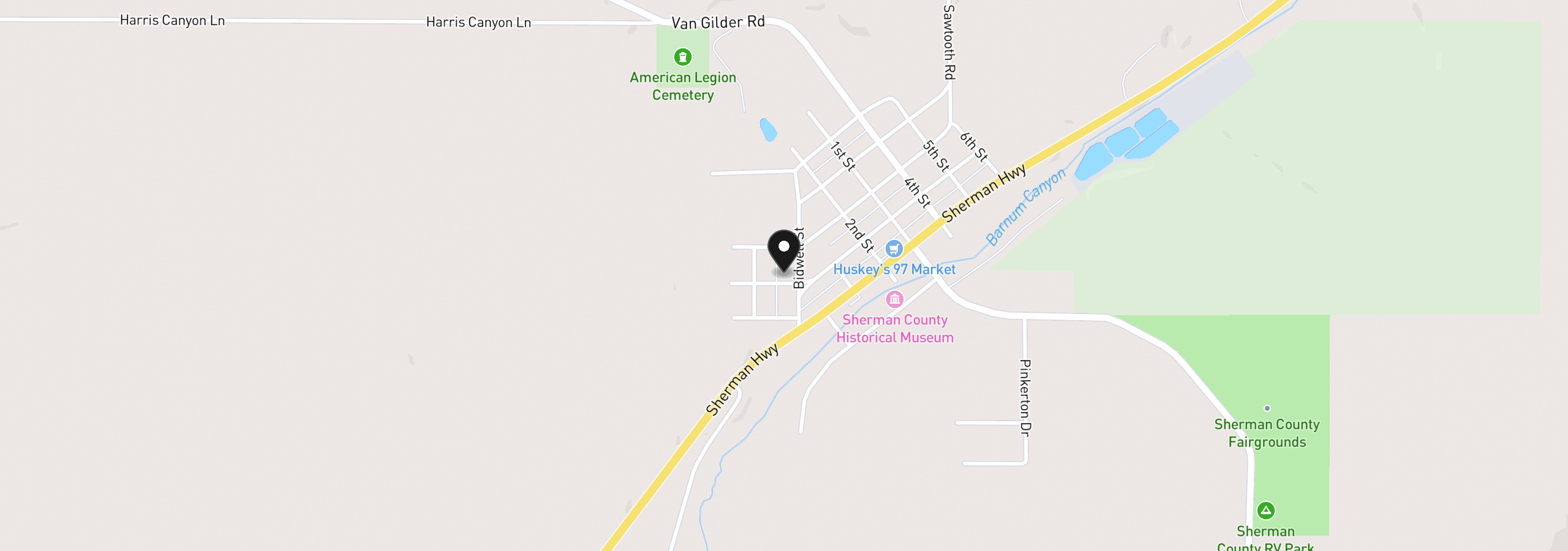 Map showing the location of 400 Lincoln St, Moro, OR 97039