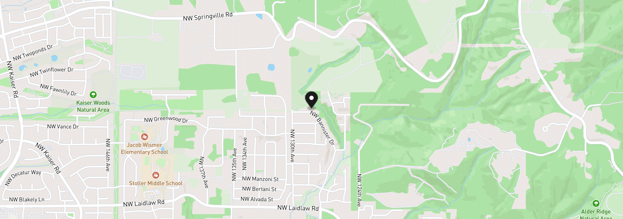 Map showing the location of 5818 NW Bannister Dr, Portland, OR 97229