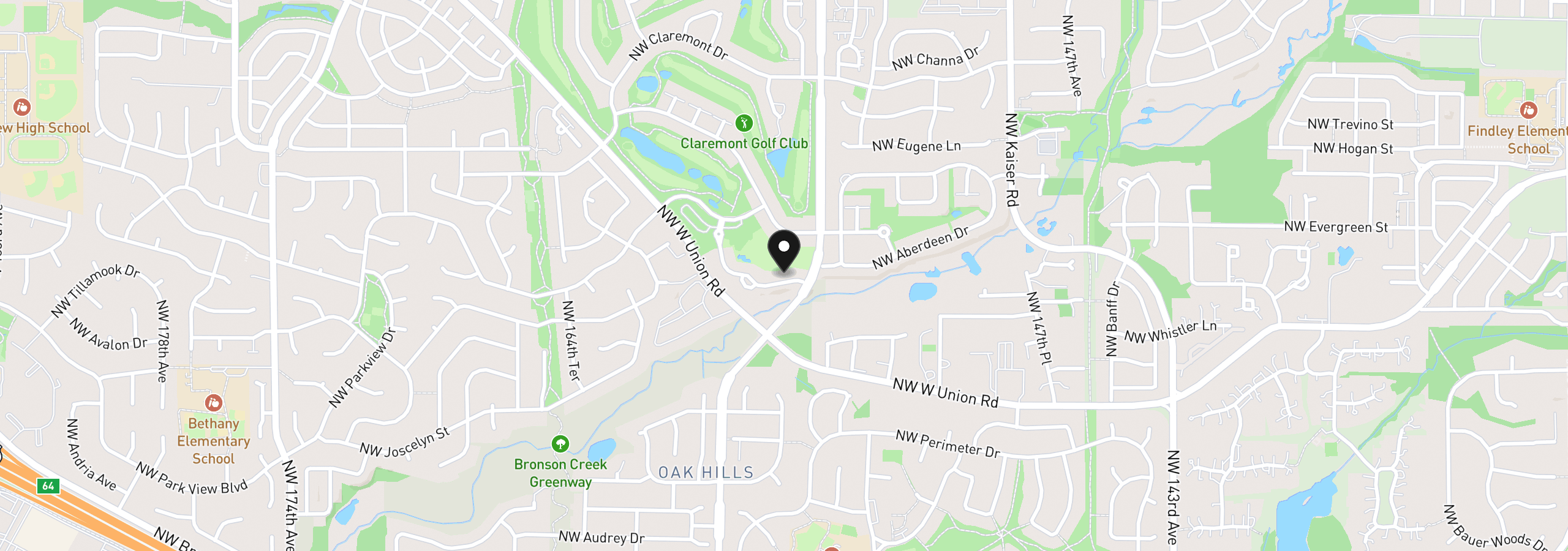 Map showing the location of 15639 NW Clubhouse Dr, Portland, OR 97229