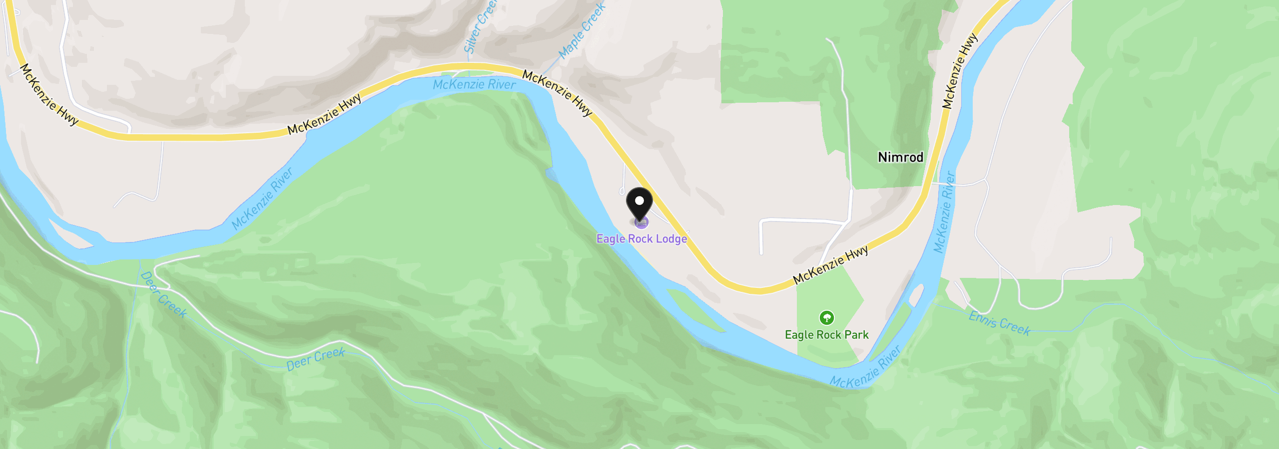 Map showing the location of 49198 McKenzie Hwy, Vida, OR 97488
