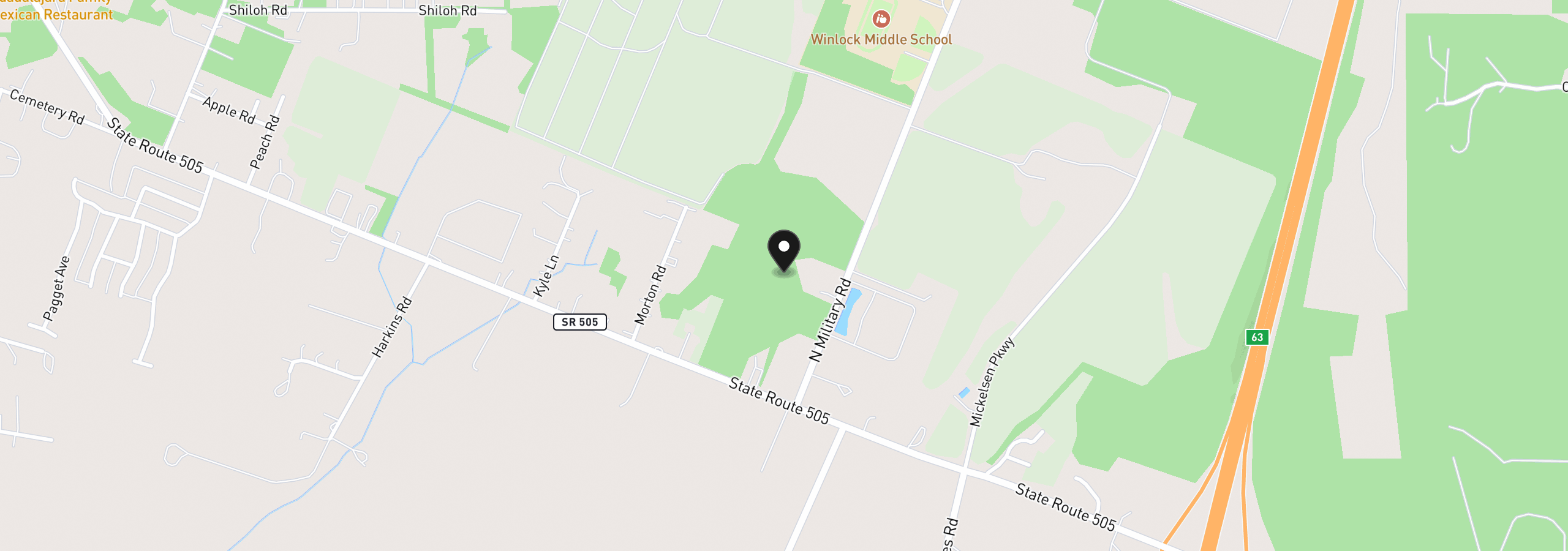 Map showing the location of 139 N Military Rd, Winlock, Wa 98596