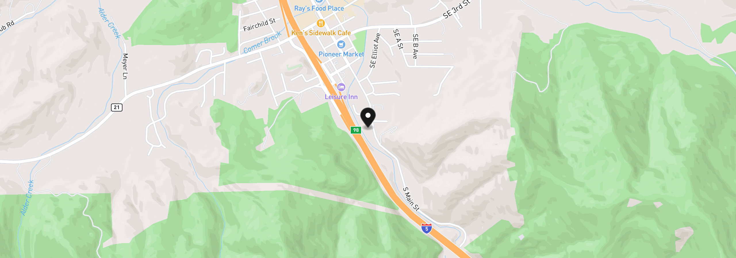 Map showing the location of 754 S Main St, Canyonville, OR 97417
