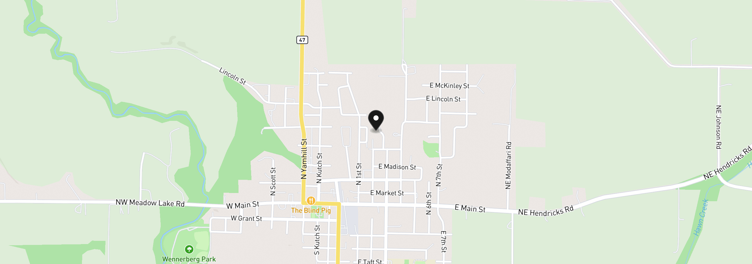 Map showing the location of 561 N Declaration Dr, Carlton, OR 97111