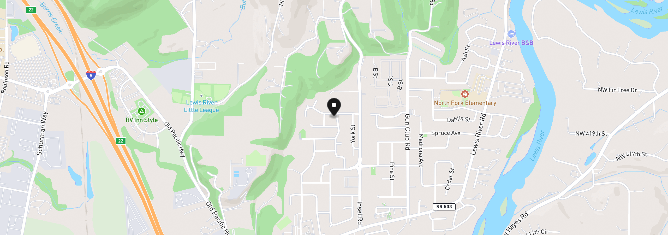 Map showing the location of 1790 Blacktail Ln, Woodland, Wa 98674