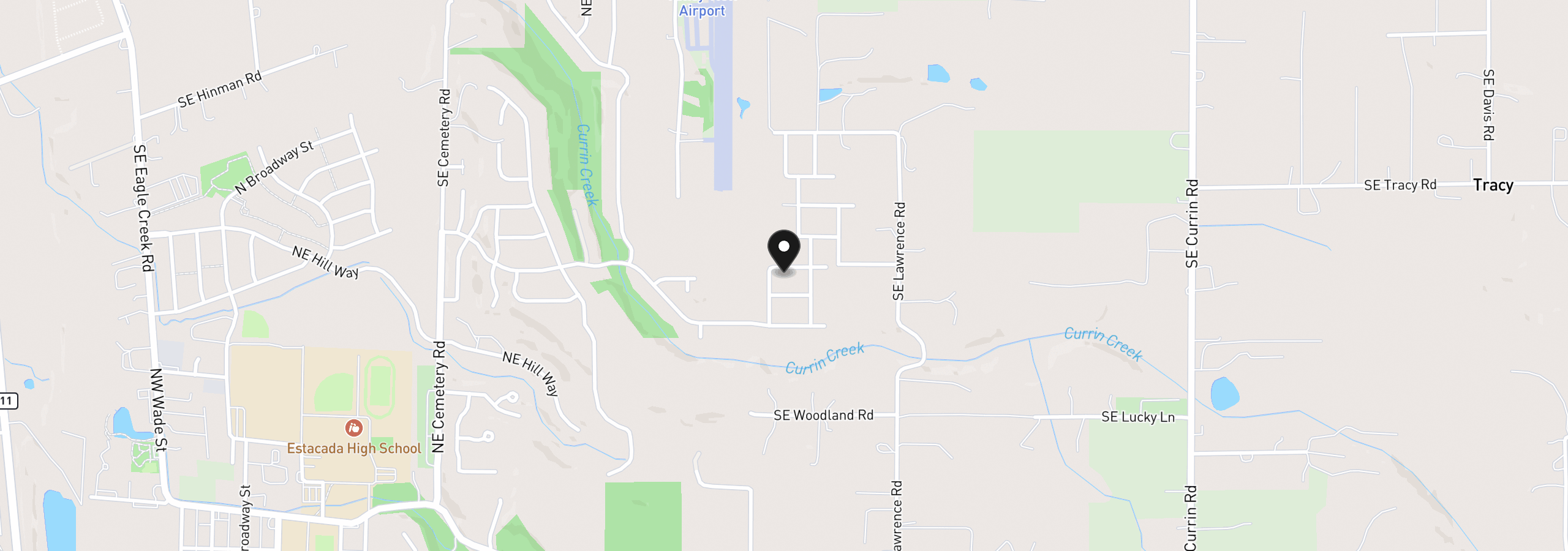 Map showing the location of 1668 NE Clayton Dr, Estacada, OR 97023