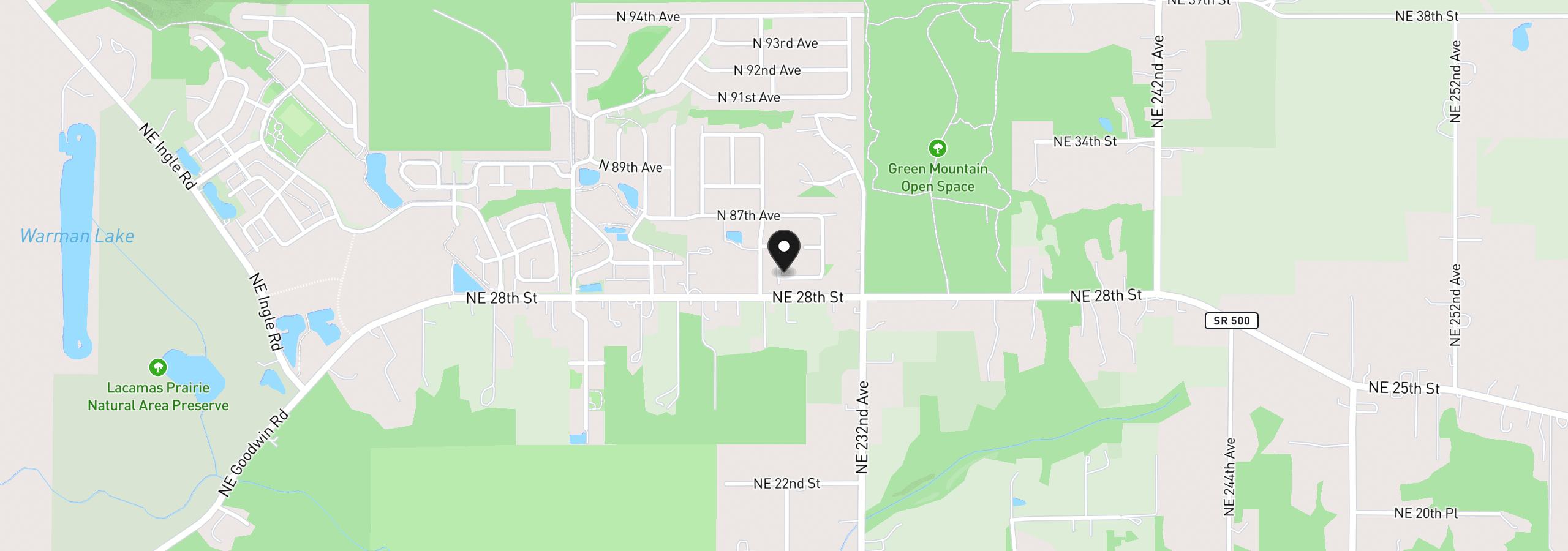 Map showing the location of 5383 N 85th Ave, Camas, Wa 98607