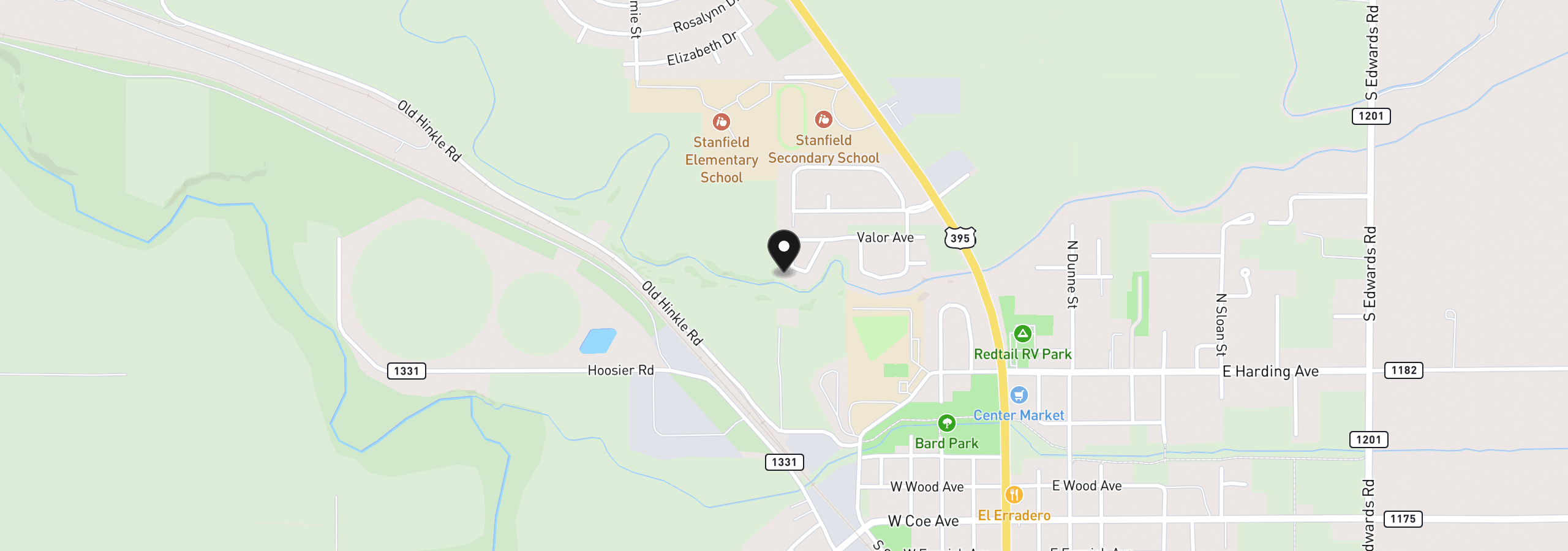 Map showing the location of 212 Valor Loop, Stanfield, OR 97875