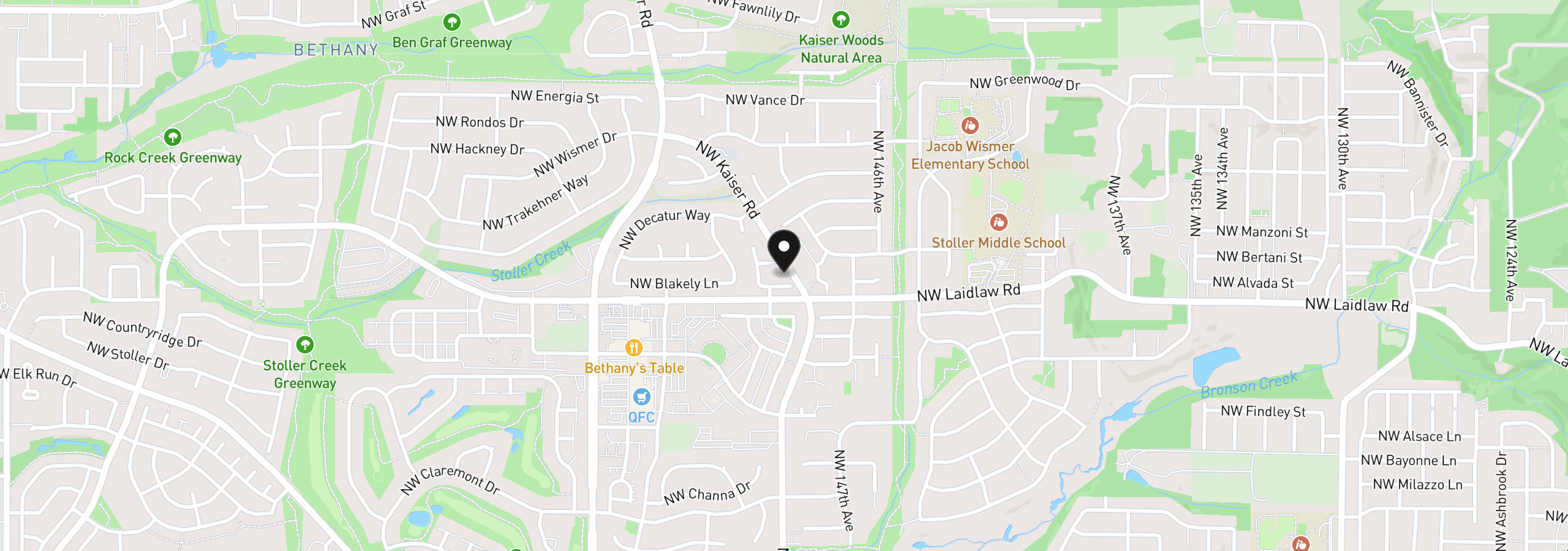 Map showing the location of 14825 NW Highcroft Ct, Portland, OR 97229