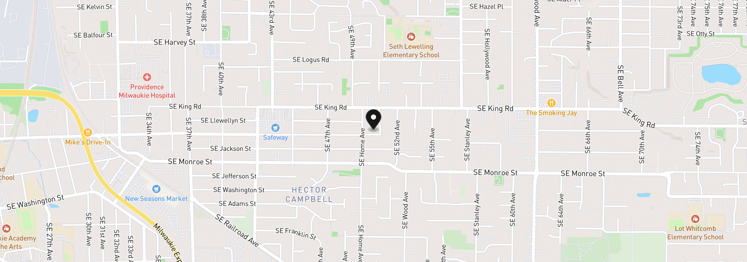Map showing the location of 0 SE Harrison St 7, Milwaukie, OR 97222