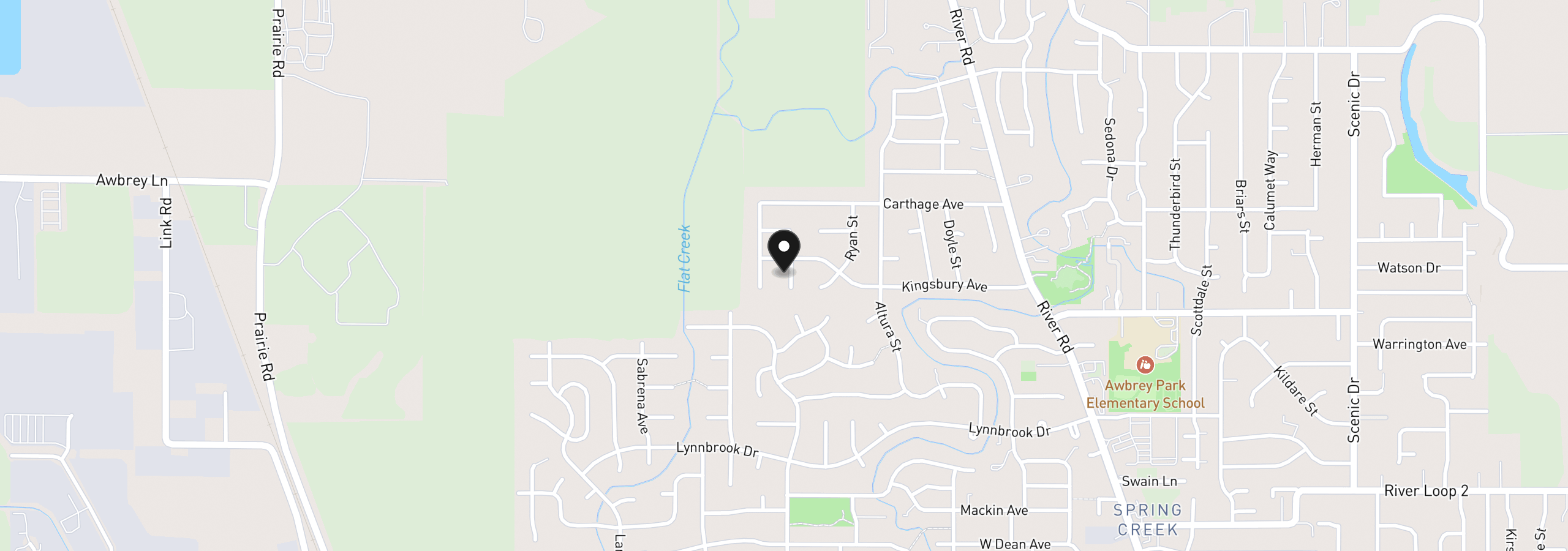 Map showing the location of 414 Kingsbury Ave, Eugene, OR 97404