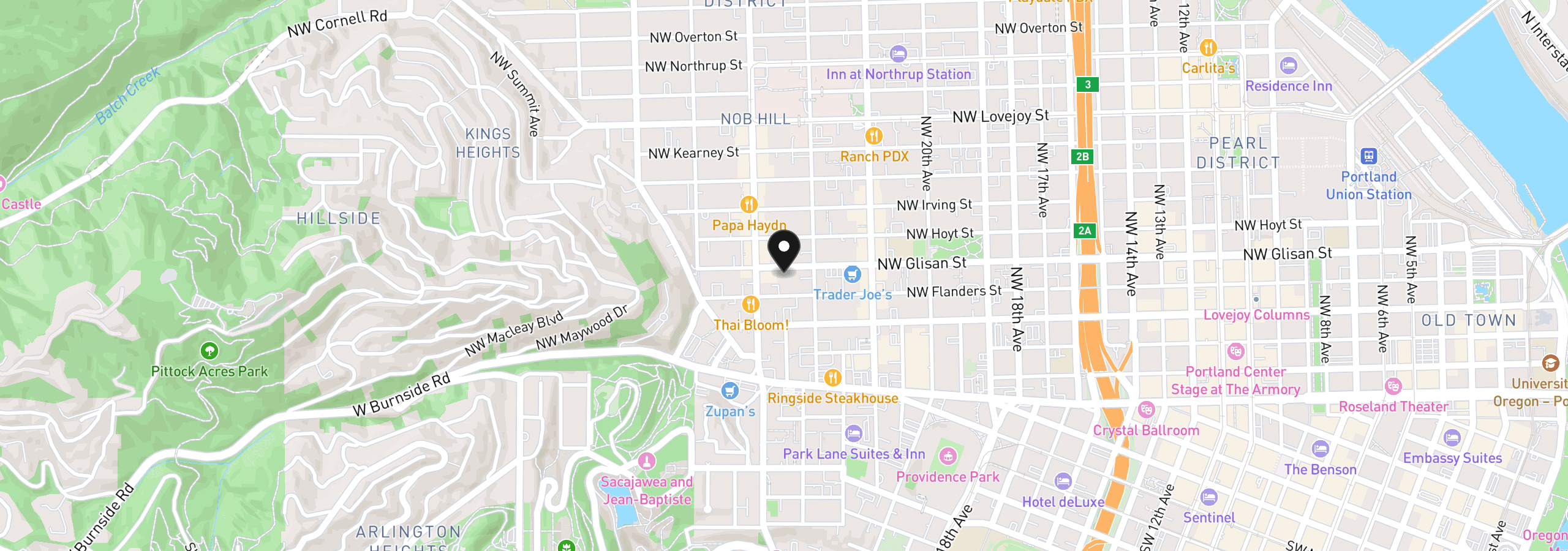 Map showing the location of 2246 NW Glisan St, Portland, OR 97210