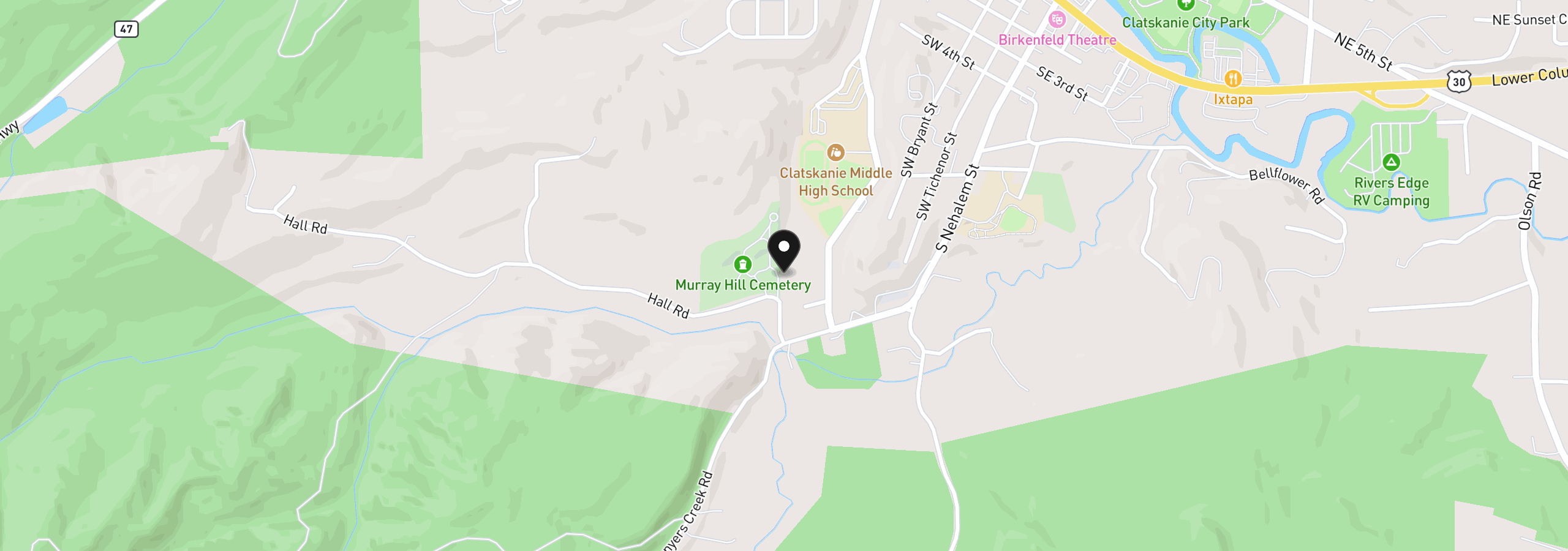 Map showing the location of 197 SW Greymist St, Clatskanie, OR 97016