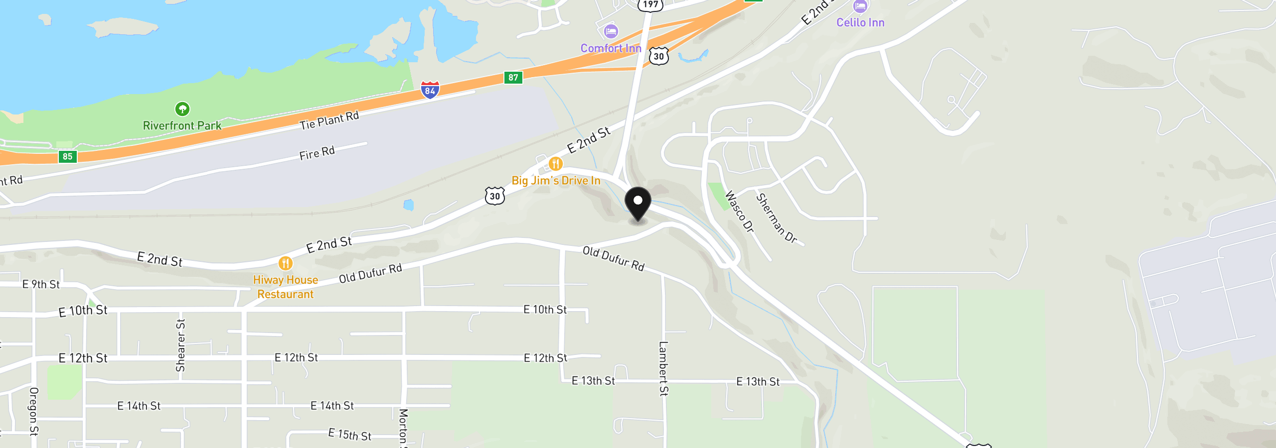 Map showing the location of 0 Fremont, The Dalles, OR 97058