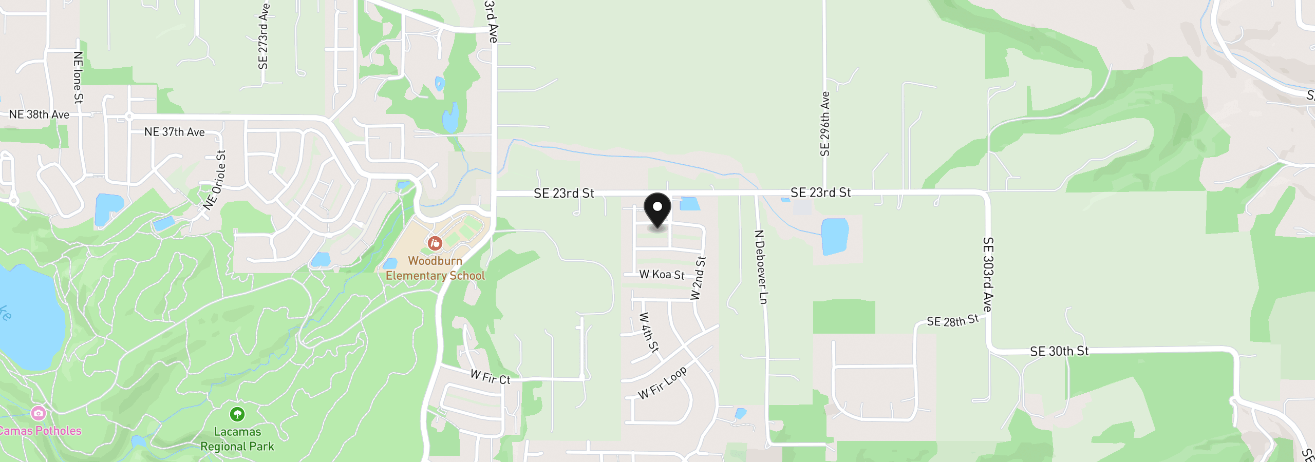 Map showing the location of 3945 W 4th St, Washougal, Wa 98671