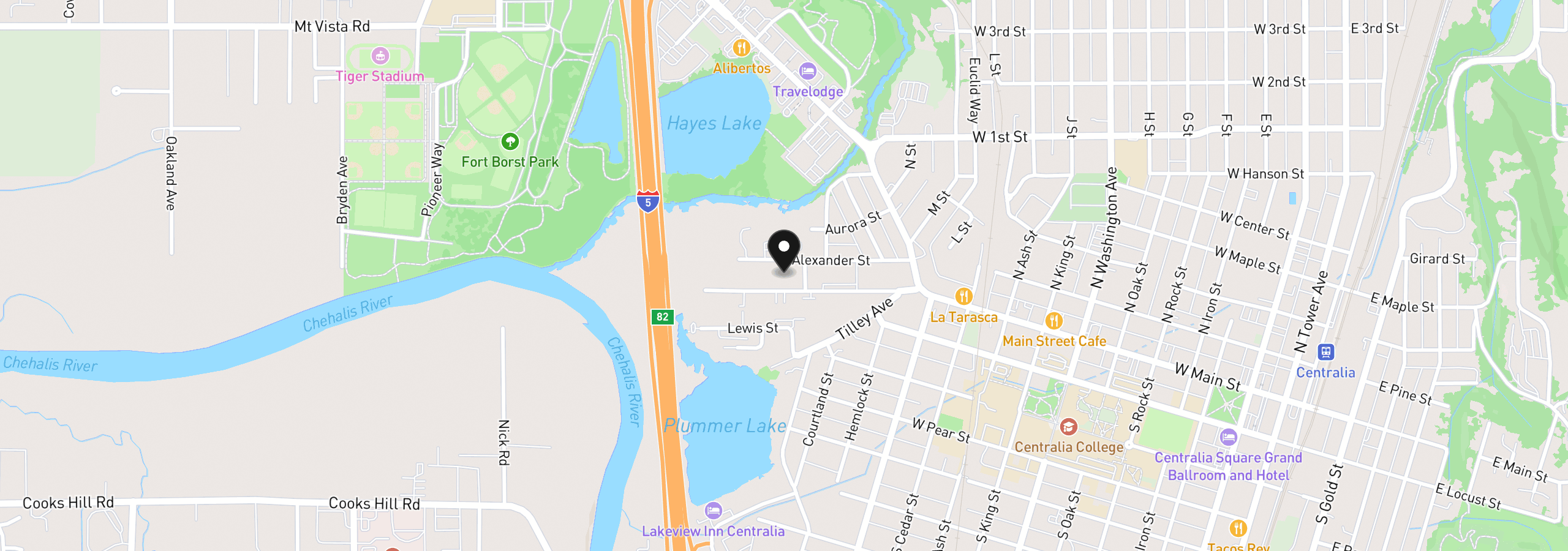Map showing the location of 0 W Main St, Centralia, Wa 98531
