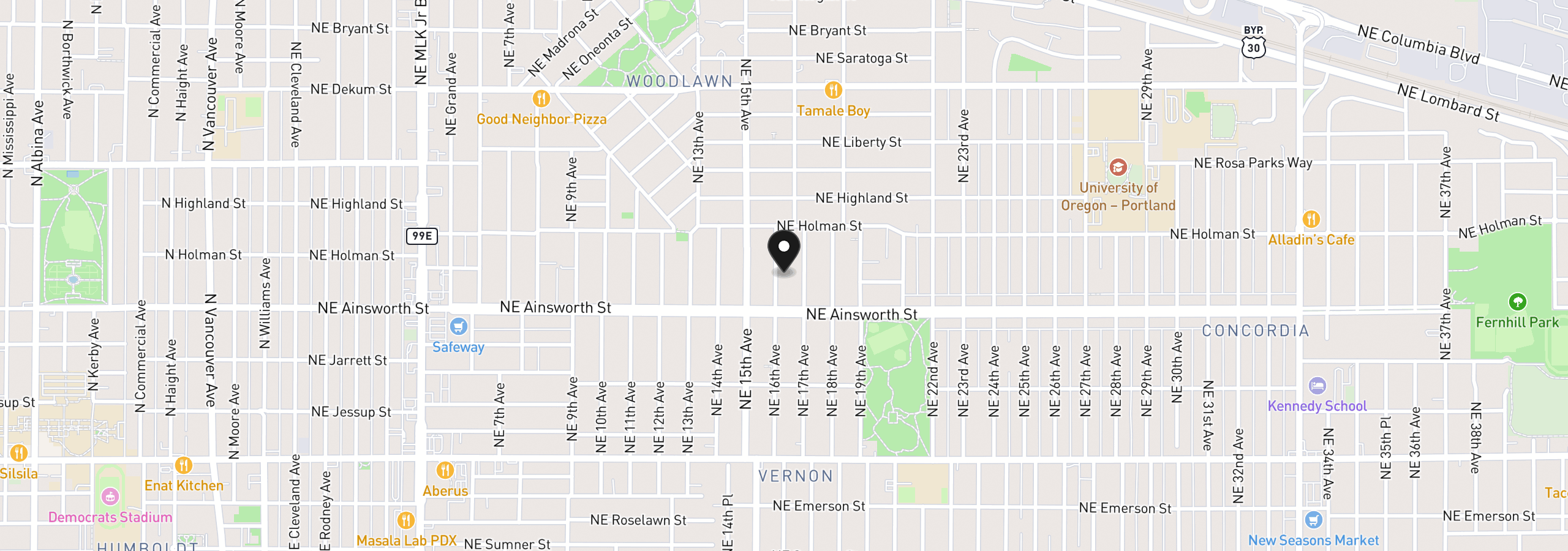 Map showing the location of 6118 NE 16th Ave, Portland, OR 97211