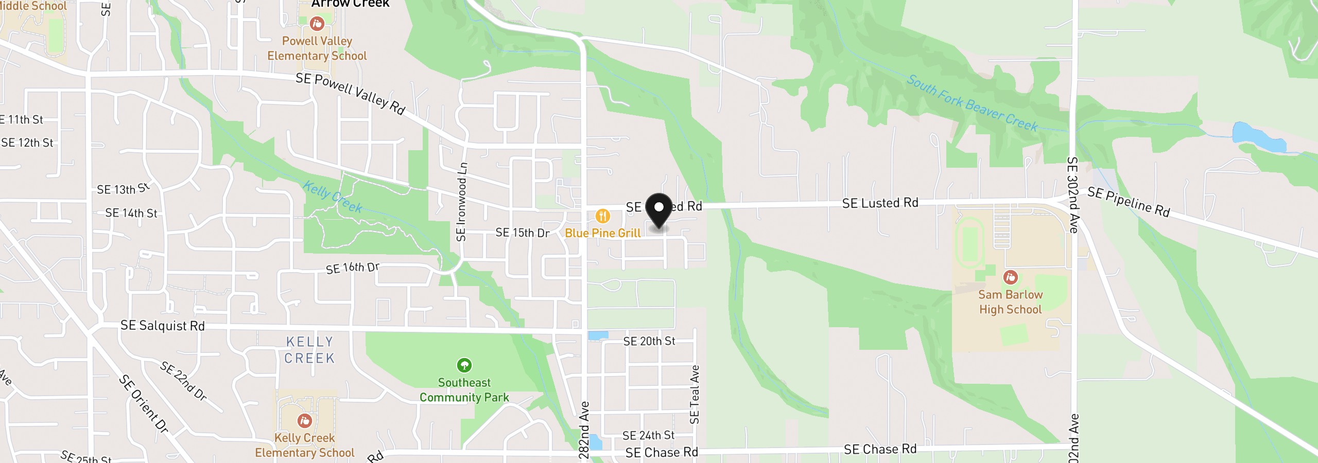Map showing the location of 1419 SE Rosefinch Ave, Gresham, OR 97080