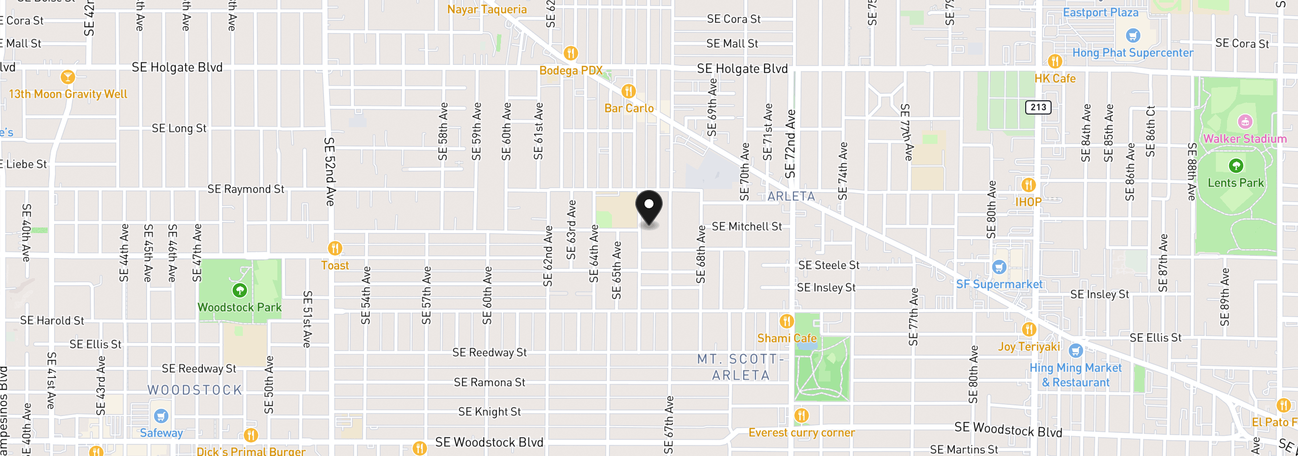Map showing the location of 5140 SE 66th Ave, Portland, OR 97206