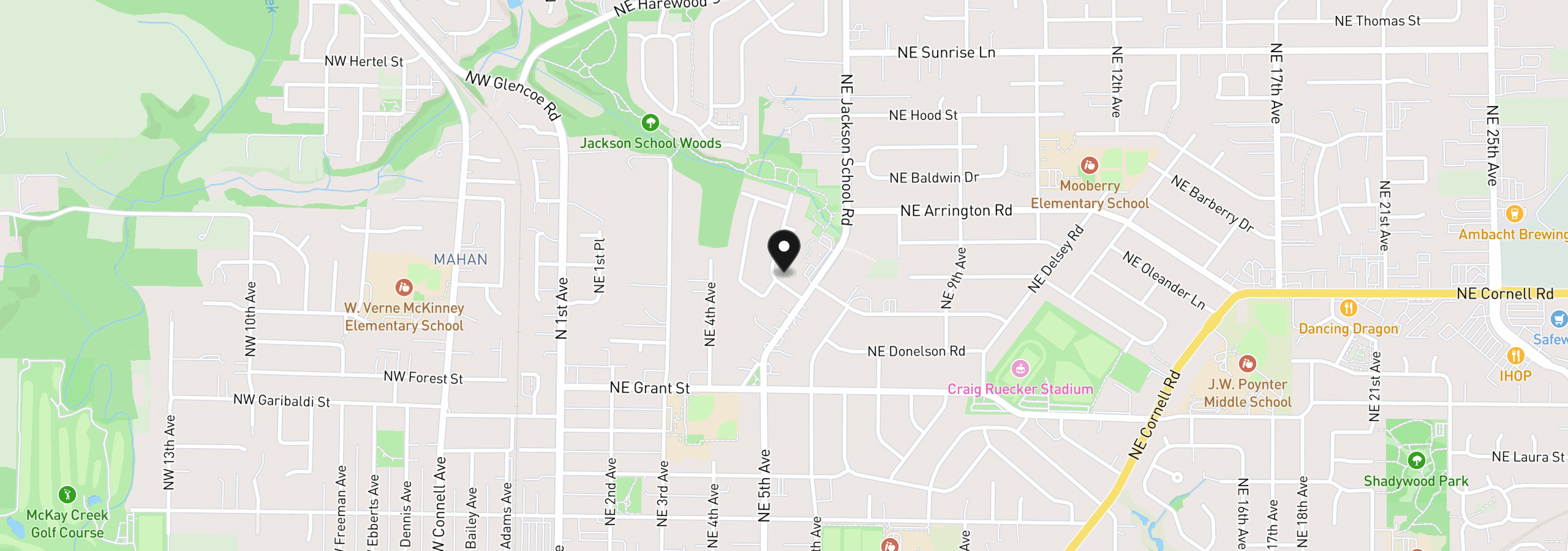 Map showing the location of 890 NE 6th Dr, Hillsboro, OR 97124
