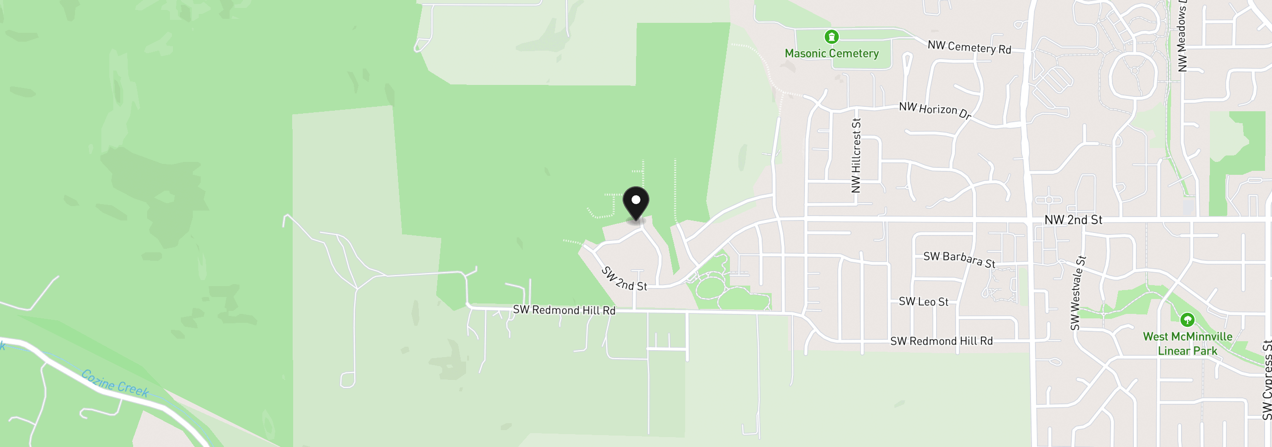 Map showing the location of 3005 NW Elizabeth, McMinnville, OR 97128