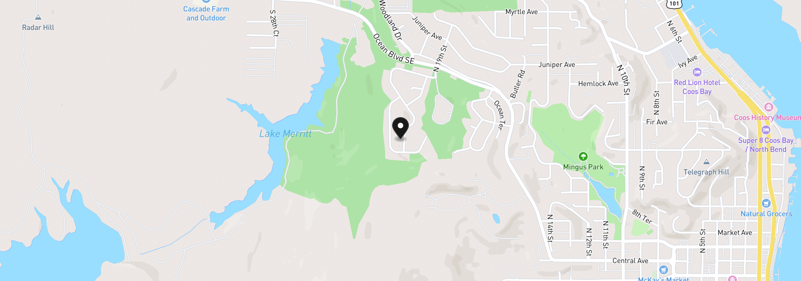 Map showing the location of 2256 Timberline Dr, Coos Bay, OR 97420