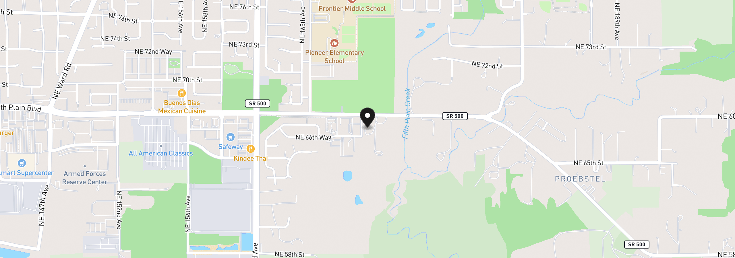 Map showing the location of 17001 NE Fourth Plain Blvd, Vancouver, Wa 98682