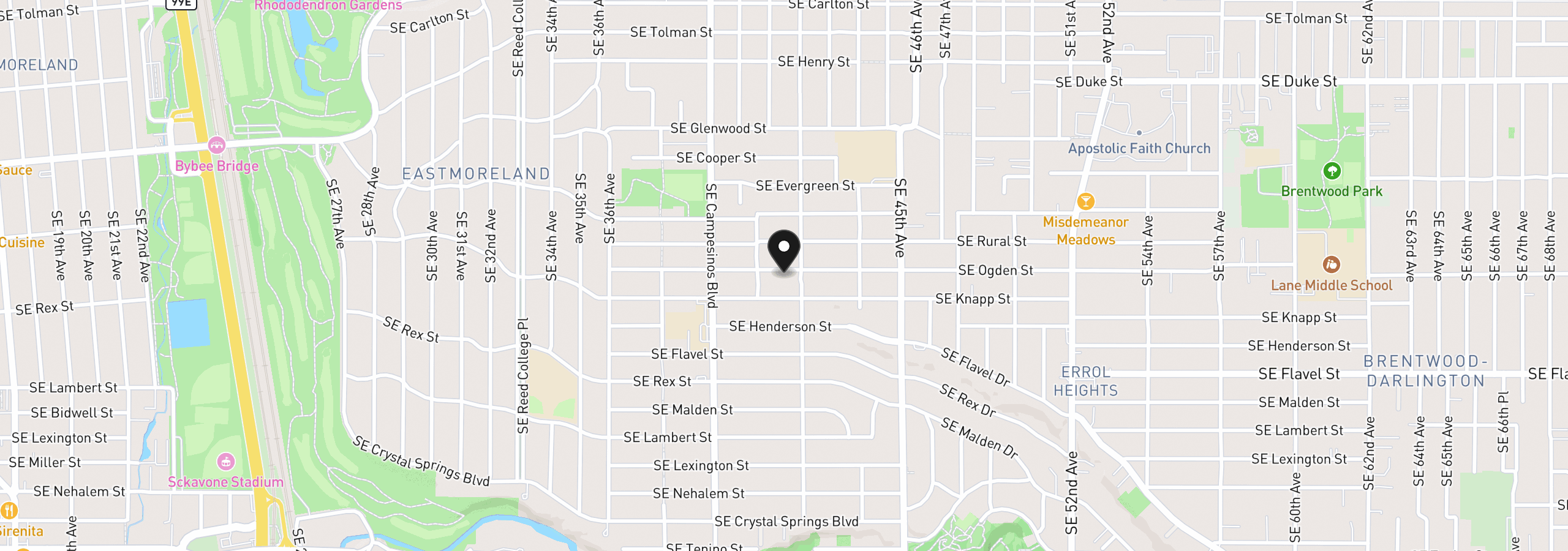 Map showing the location of 4144 SE Ogden St, Portland, OR 97202