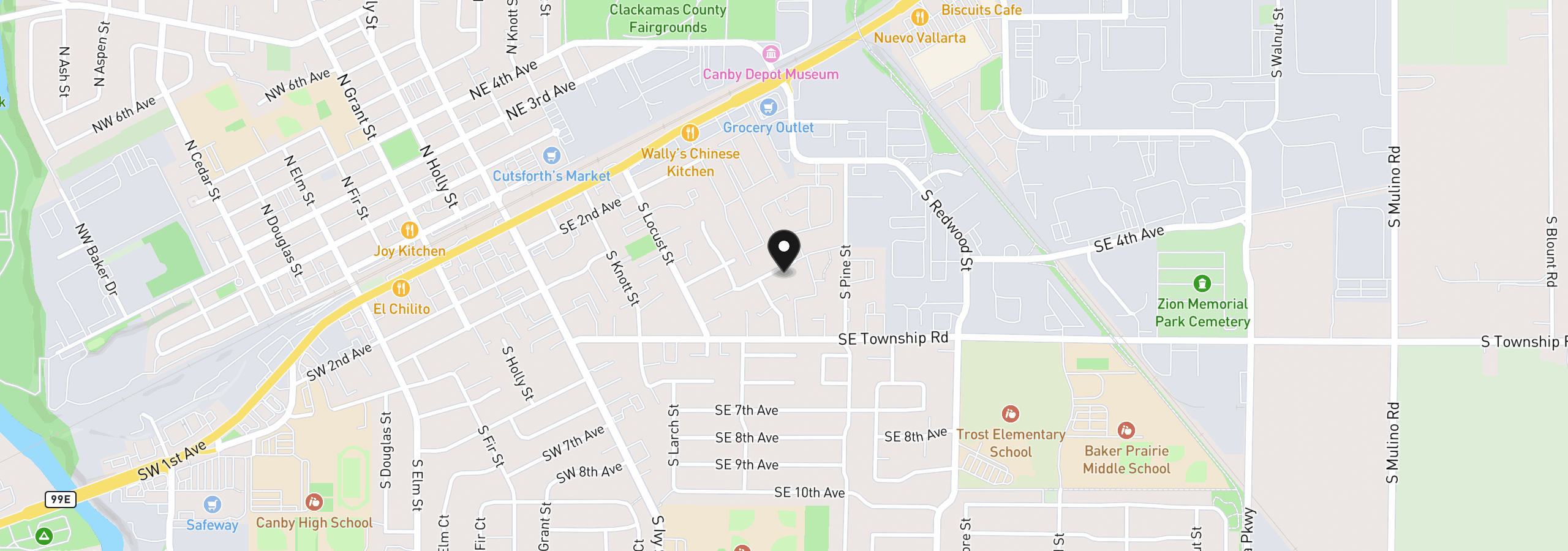Map showing the location of 667 SE 5th Ave, Canby, OR 97013
