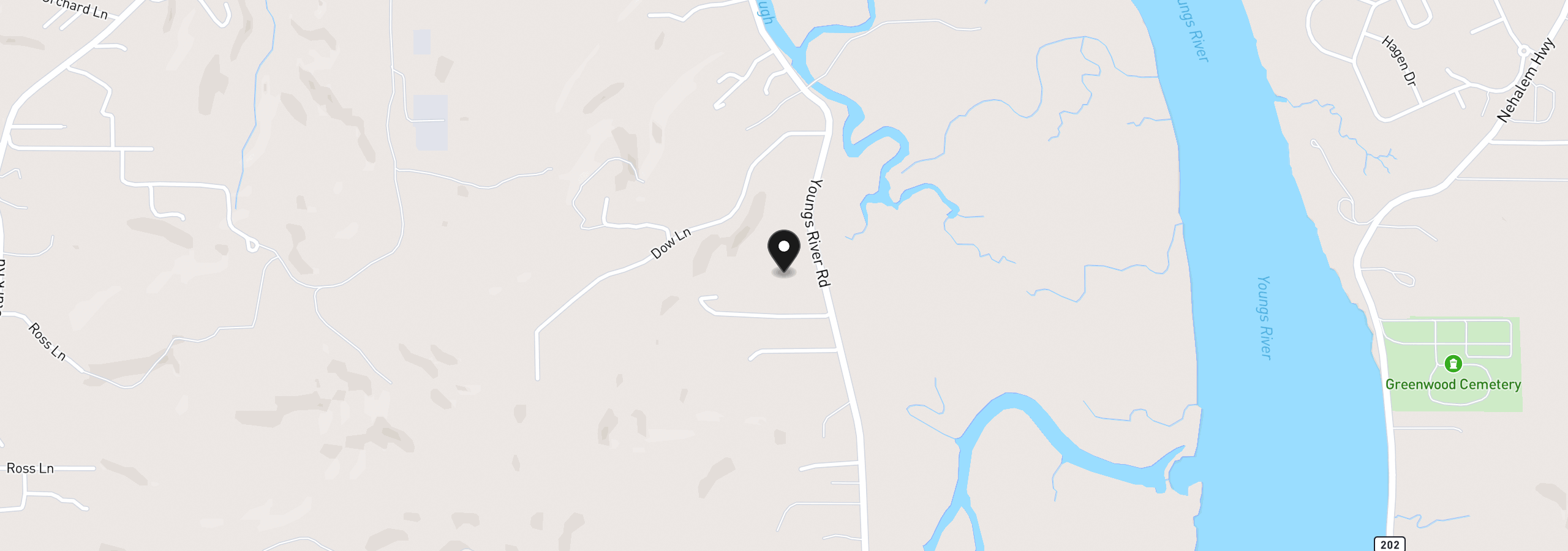 Map showing the location of 91640 Youngs River Rd, Astoria, OR 97103