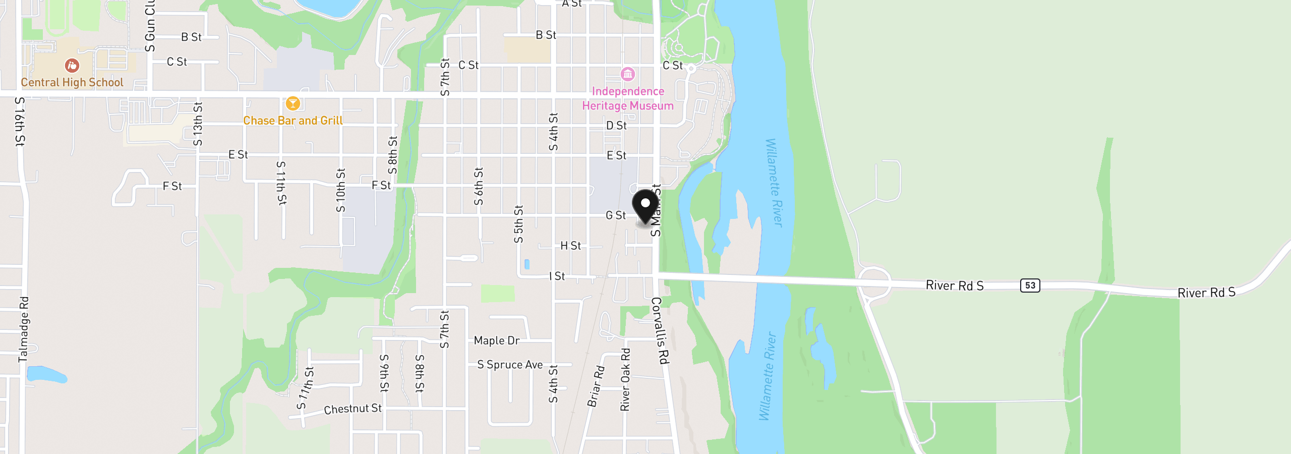 Map showing the location of 760 S Main St, Independence, OR 97351