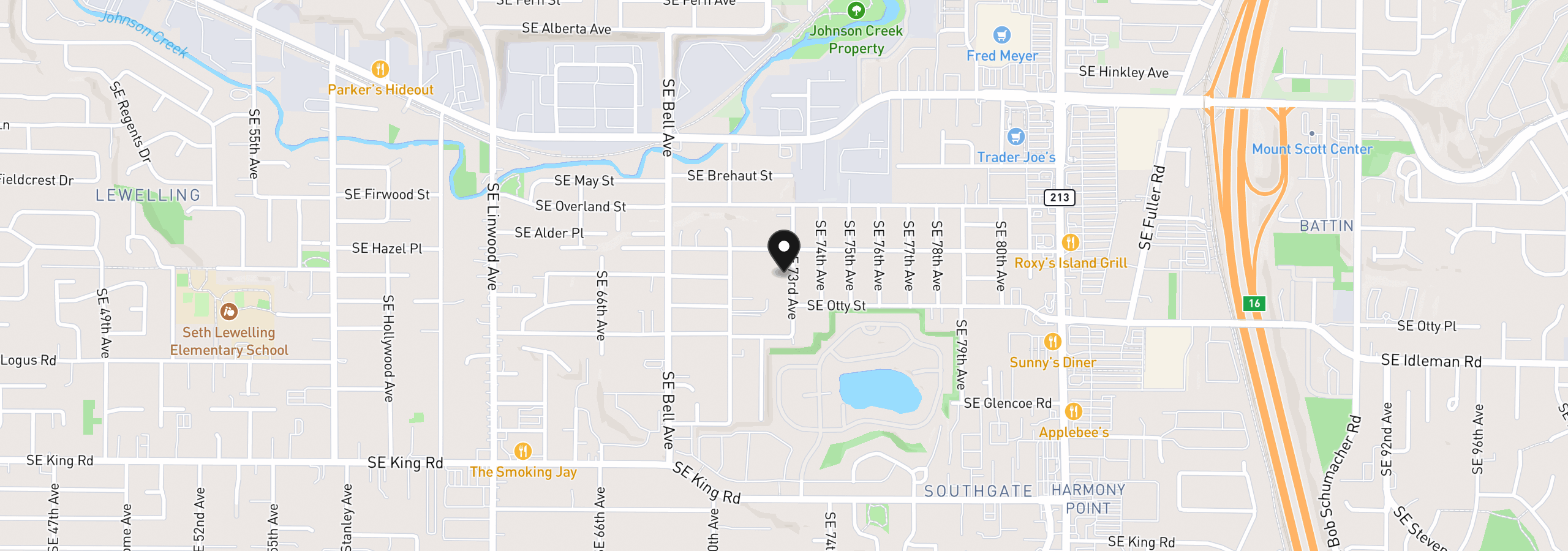 Map showing the location of 9661 SE 73rd Ave, Milwaukie, OR 97222
